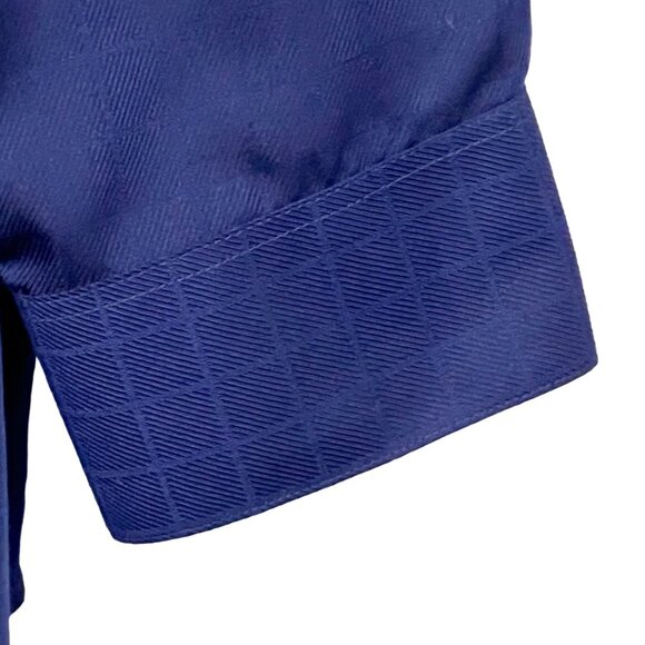 Van Heusen Button Up Dress Shirt Blue Jacquard Checkered Pattern XL 17 1/2 x 35 - Picture 6 of 11